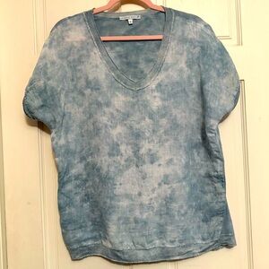 Tempo Paris Blue Tie Dyed Top with Silver Trim